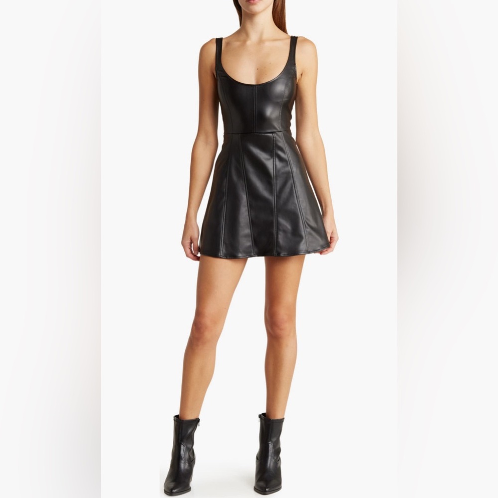 Like New WeWoreWhat Faux Leather Corset Minidress Size 6.